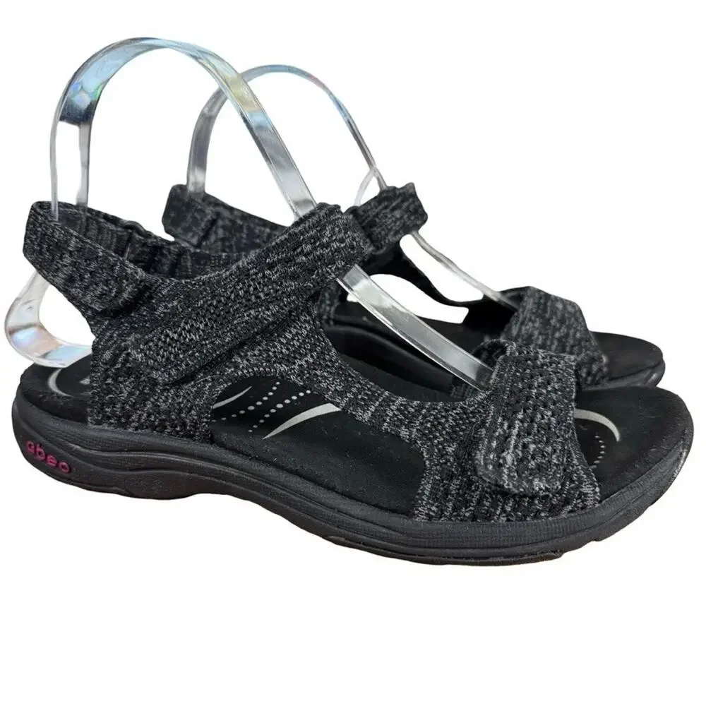 Abeo Gabi Neutral Space Gray Black Sporty Hiking Sandals Ankle Strap Shoes 8 N